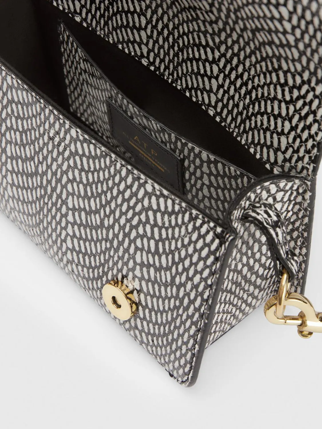 ATP Atelier Corsina Printed Graphic Snake Nappa Axelvaska Svart/Linne Best Sale