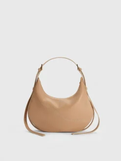 ATP Atelier Liveri Grained Leather Small Hobo Bag Nocciola/Kontrastsom Sale