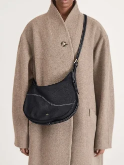 ATP Atelier Liveri Grained Leather Small Hobo Bag Svart/Kontrastsom Store