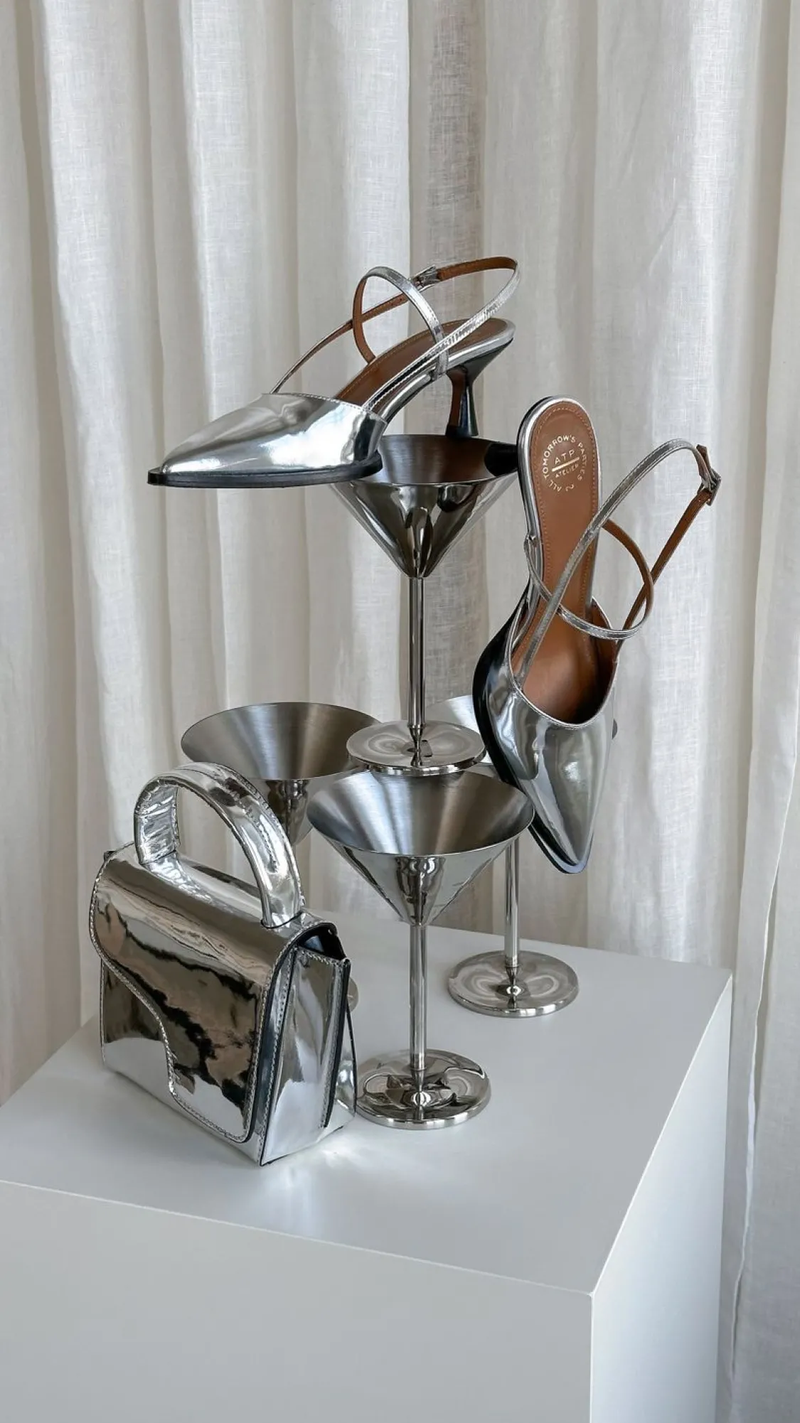 ATP Atelier Montalcino Handvaska I Metalliskt Lader Silver Clearance