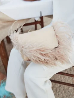 ATP Atelier Scarlino Nappa/Feathers Pouch Bag Kalksten Best Sale