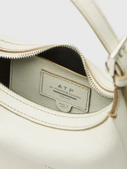 ATP Atelier Silea Grained Leather Mini Hobo Bag Bianco/Kontrastsom Shop
